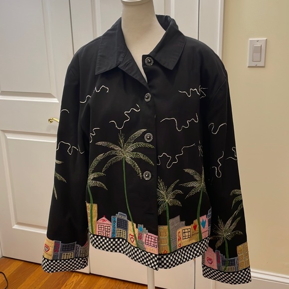 Anage embroidered cotton Miami Beach design jacket. Size XL. NWT - Picture 10 of 10